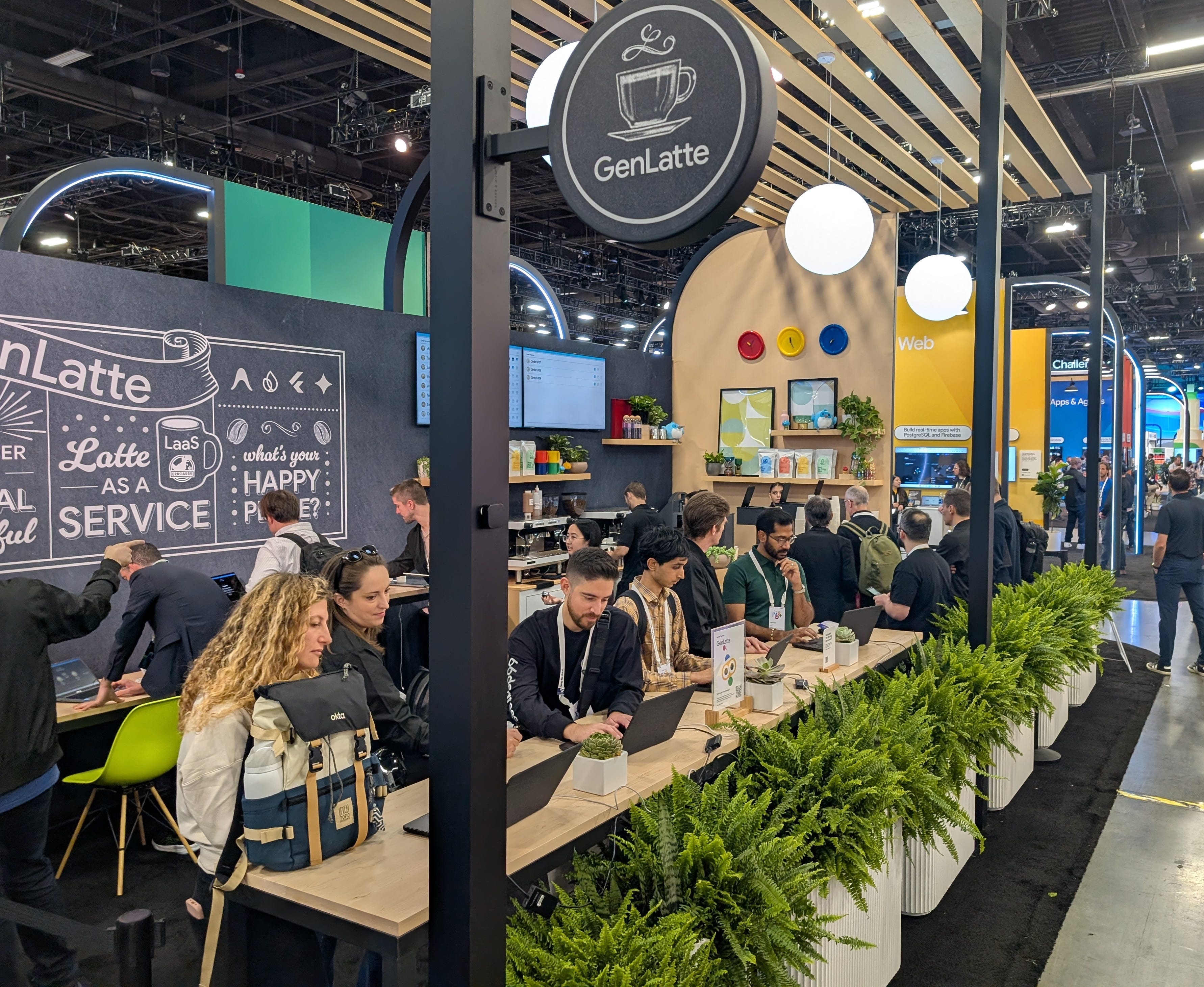 Attendees enjoying their custom lattes